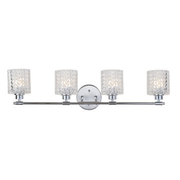 Spaulding Vintage Iron/Chevron Pattern Glass Farmhouse Cottage LED Vanity Light